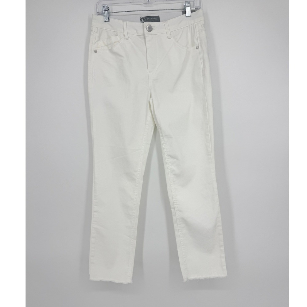 Wit & Wisdom Ab-solution High Rise Slim Straight Crop White Jeans Size 6
